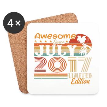 Juli 2017 Juli Geburtstagsgeschenk Juli 2017 - Untersetzer (4er-Set) - Weiß - Vorne