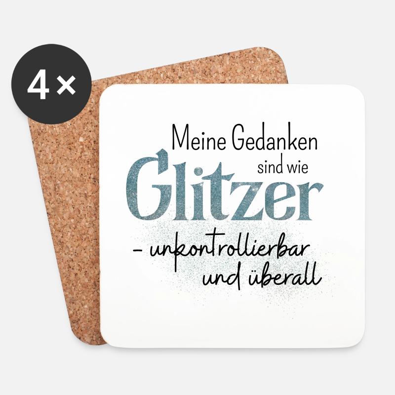 Spruch "Glitzer" Statement humorvoll - Untersetzer (4er-Set) - Weiß