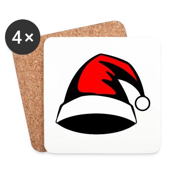 Weihnachten Santa Hut Symbol Mütze - Untersetzer (4er-Set) - Weiß - Vorne