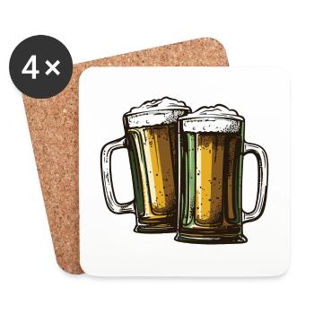 Bier Glas Prost Drinking - Untersetzer (4er-Set) - Weiß - Vorne
