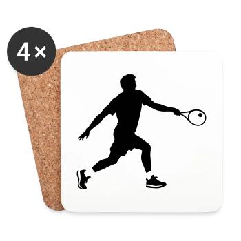 Tennis Spieler Silhouette - Untersetzer (4er-Set) - Weiß - Vorne