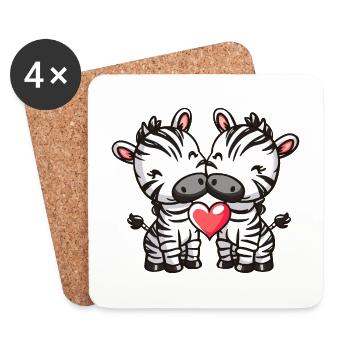 Zebra Paar Verliebt Tier Valentinstag - Untersetzer (4er-Set) - Weiß - Vorne