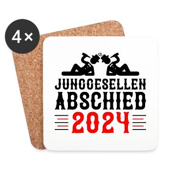 Junggesellen Abschied 2024 - Untersetzer (4er-Set) - Weiß - Vorne