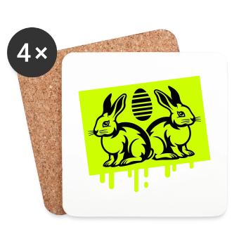Symbole de lapin de Pâques Pâques - Dessous de verre (lot de 4) - blanc - Devant
