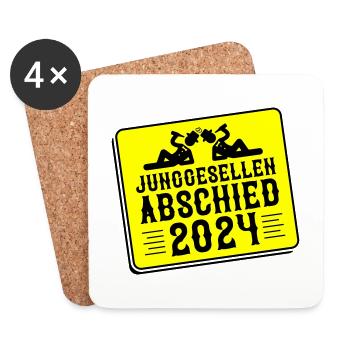 Junggesellen Abschied 2024 - Untersetzer (4er-Set) - Weiß - Vorne
