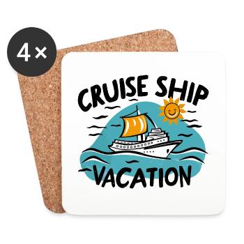 Cruise Ship Holiday Cruise Cruise - Coasters (set of 4) - white - Front