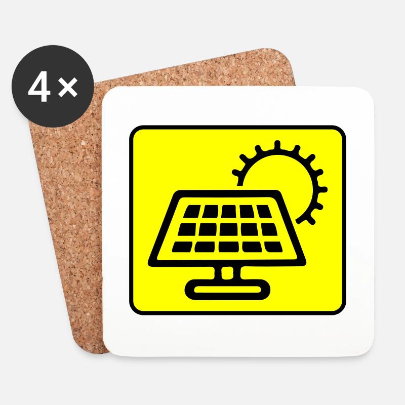 Photovoltaik Anlage Symbol Solar Energie - Untersetzer (4er-Set) - Weiß