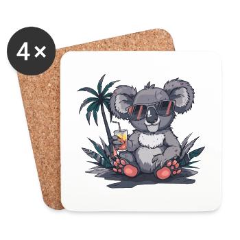 Koala Summer Beach Vacation - Coasters (set of 4) - white - Front