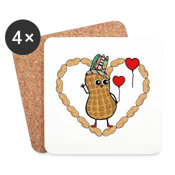 Erdnuss herzlich Geburtstagsgeschenk Gratulieren - Untersetzer (4er-Set) - Weiß - Vorne