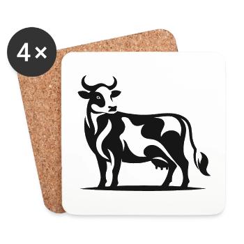 Motif élégant de bovins Holstein pour les fans de vaches - Dessous de verre (lot de 4) - blanc - Devant