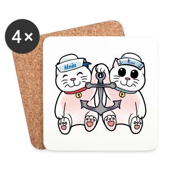 Chat des mers Chats Marins Enfants Enfant - Dessous de verre (lot de 4) - blanc - Devant