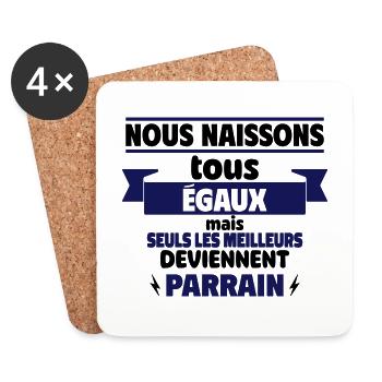 Seuls les meilleurs deviennent parrains, parrain - Dessous de verre (lot de 4) - blanc - Devant