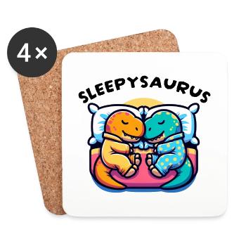 Sleepysaurus Official Sleep Outfit Sleep Shirt - Coasters (set of 4) - white - Front