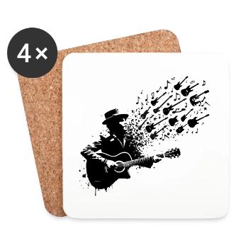 Guitare Musique Acoustique Graffiti Partition Chanson Musiciens - Dessous de verre (lot de 4) - blanc - Devant