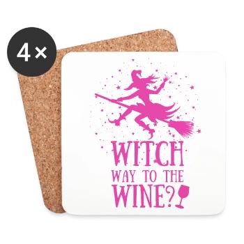 WITCH way to the Wine? - Coasters (set of 4) - white - Front
