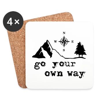 Mountain adventure, mountains, forest and compass - Coasters (set of 4) - white - Front