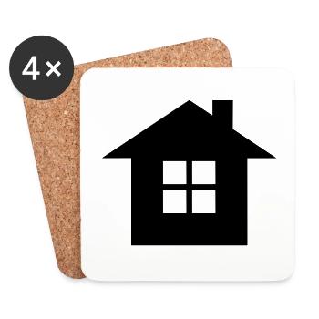 icône de la maison - Dessous de verre (lot de 4) - blanc - Devant