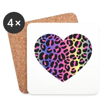 Animal print leopard predator retro neon saying - Coasters (set of 4) - white - Front