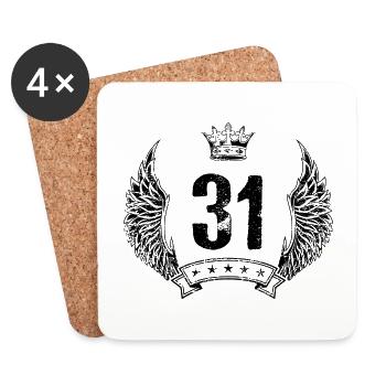 31 Zahl Krone - Untersetzer (4er-Set) - Weiß - Vorne
