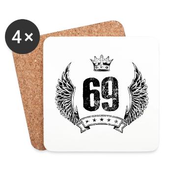 69 Couronne numérique - Dessous de verre (lot de 4) - blanc - Devant