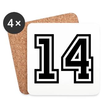 14 Zahl symbol - Untersetzer (4er-Set) - Weiß - Vorne