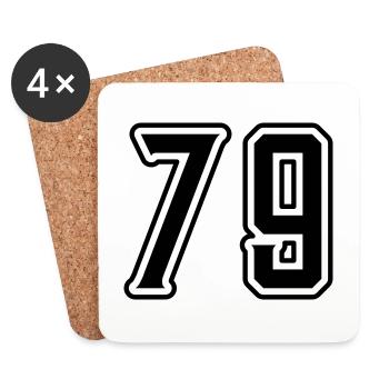 79 Zahl Symbol - Untersetzer (4er-Set) - Weiß - Vorne