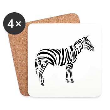 Tatouage tribal Zebra - Dessous de verre (lot de 4) - blanc - Devant