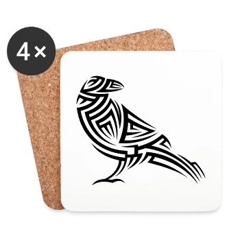 Tatouage tribal Crow - Dessous de verre (lot de 4) - blanc - Devant