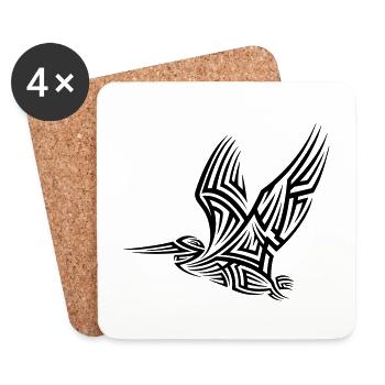 Pelikan Tribal Tattoo - Untersetzer (4er-Set) - Weiß - Vorne