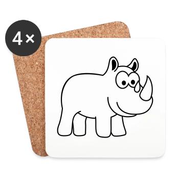 Rhino Comic Animal - Dessous de verre (lot de 4) - blanc - Devant