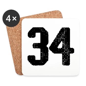 34 number jersey - Coasters (set of 4) - white - Front