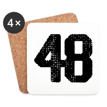 48 Zahl Trikot - Untersetzer (4er-Set) - Weiß - Vorne