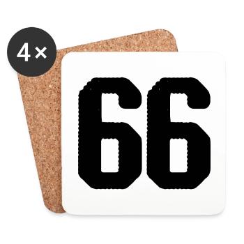 66 Zahl Trikot - Untersetzer (4er-Set) - Weiß - Vorne