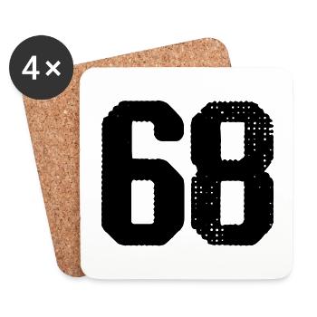 68 Zahl Trikot - Untersetzer (4er-Set) - Weiß - Vorne