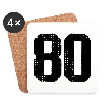 80 Zahl Trikot - Untersetzer (4er-Set) - Weiß - Vorne