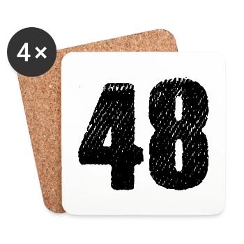 48 Zahl Trikot - Untersetzer (4er-Set) - Weiß - Vorne