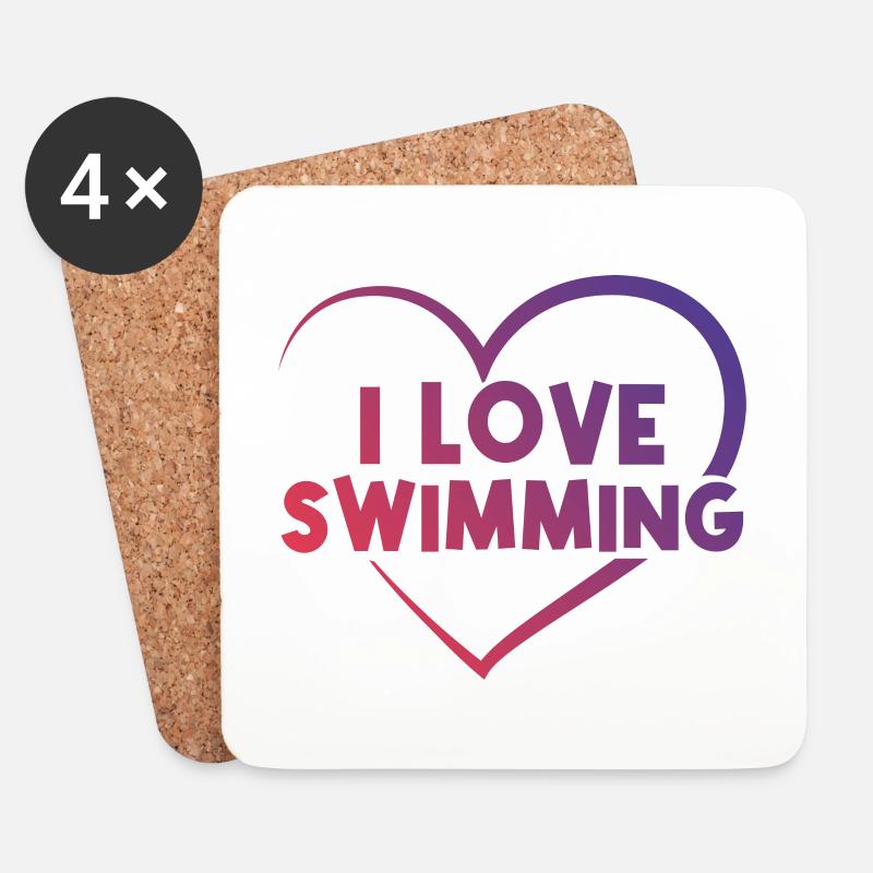Ich liebe Schwimmen - Untersetzer (4er-Set) - Weiß