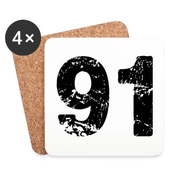 91 number jersey - Coasters (set of 4) - white - Front