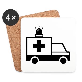 Krankenwagen Ambulance - Untersetzer (4er-Set) - Weiß - Vorne