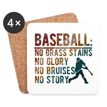 Baseball - Untersetzer (4er-Set) - Weiß - Vorne