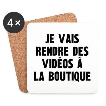 je vais rendre des vidéos à la boutique - Dessous de verre (lot de 4) - blanc - Devant
