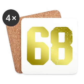 68 Zahl Trikot - Untersetzer (4er-Set) - Weiß - Vorne
