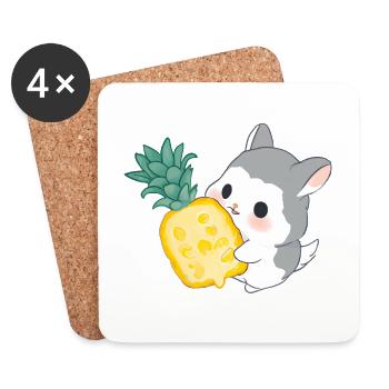Le chinchilla aime l’ananas - Dessous de verre (lot de 4) - blanc - Devant
