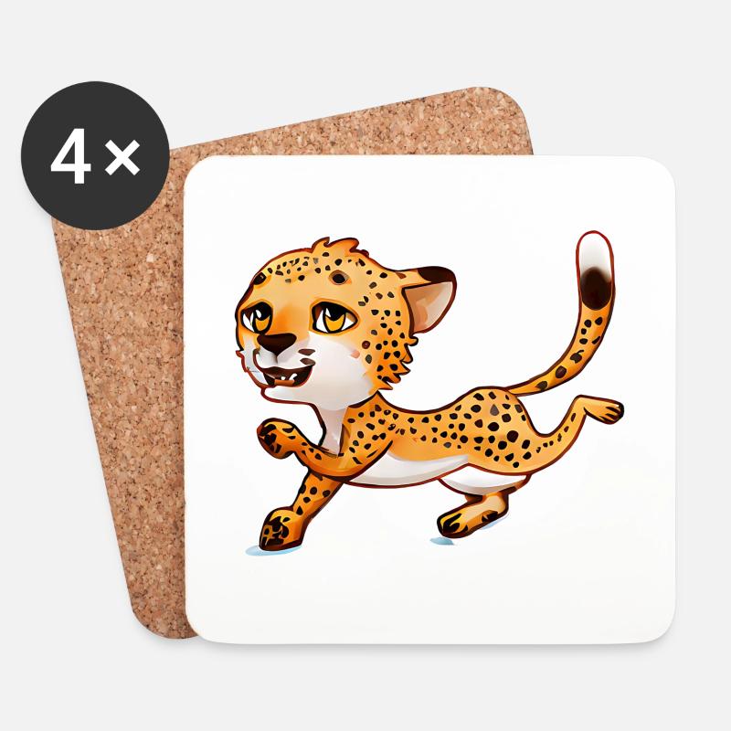 Cheetah rennt - Untersetzer (4er-Set) - Weiß