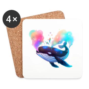 Baleine colorée dans l’océan - Dessous de verre (lot de 4) - blanc - Devant