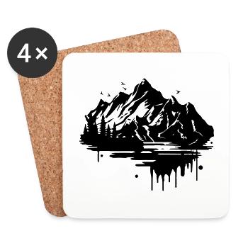 Mountains Silhouette Nature Symbol - Coasters (set of 4) - white - Front