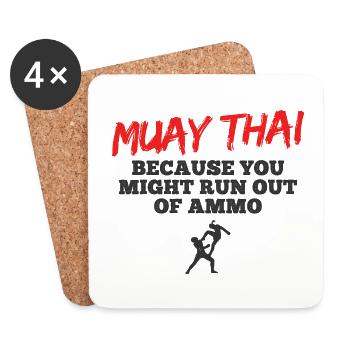 Thaiboxen Muay Thai - Untersetzer (4er-Set) - Weiß - Vorne