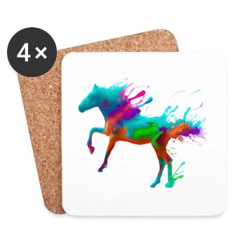 Cheval coloré - Dessous de verre (lot de 4) - blanc - Devant