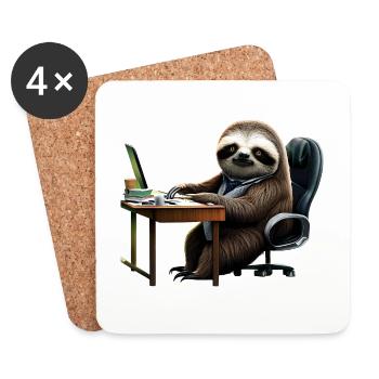 Office Sloth - Coasters (set of 4) - white - Front