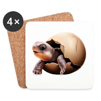 Turtle hatches from the egg - Coasters (set of 4) - white - Front